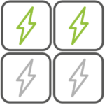 Stromquelle Icon mit 2 grünen Blitze